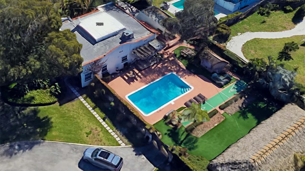 An aerial view of the skylight on the home.